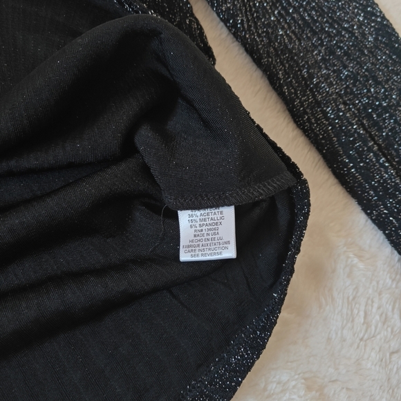 Lavender Brown Sz L Metallic Black Asymmetrical Long Sleeve Off The Shoulder - Picture 4 of 4